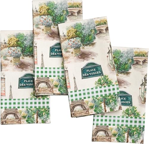 Miniatura 60 de Maison d' Hermine Juego de 4 servilletas de tela 100% algodón reutilizables para uso diario, servilletas cuadradas lavables para cenas, fiestas