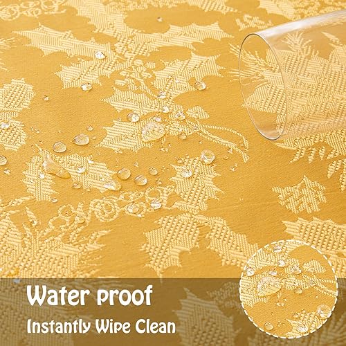 Miniatura 2 de Mebakuk Mantel de jacquard de Navidad, impermeable, elegante, con patrón floral de damasco, resistente, lavable, sin arrugas, para cena o uso diario