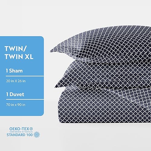 Miniatura 6 de ienjoy Home - Juego de funda de edredón ultrasuave de 3 piezas con estampado, de primera calidad, colección Home, tamaño QueenMatrimonial, azul