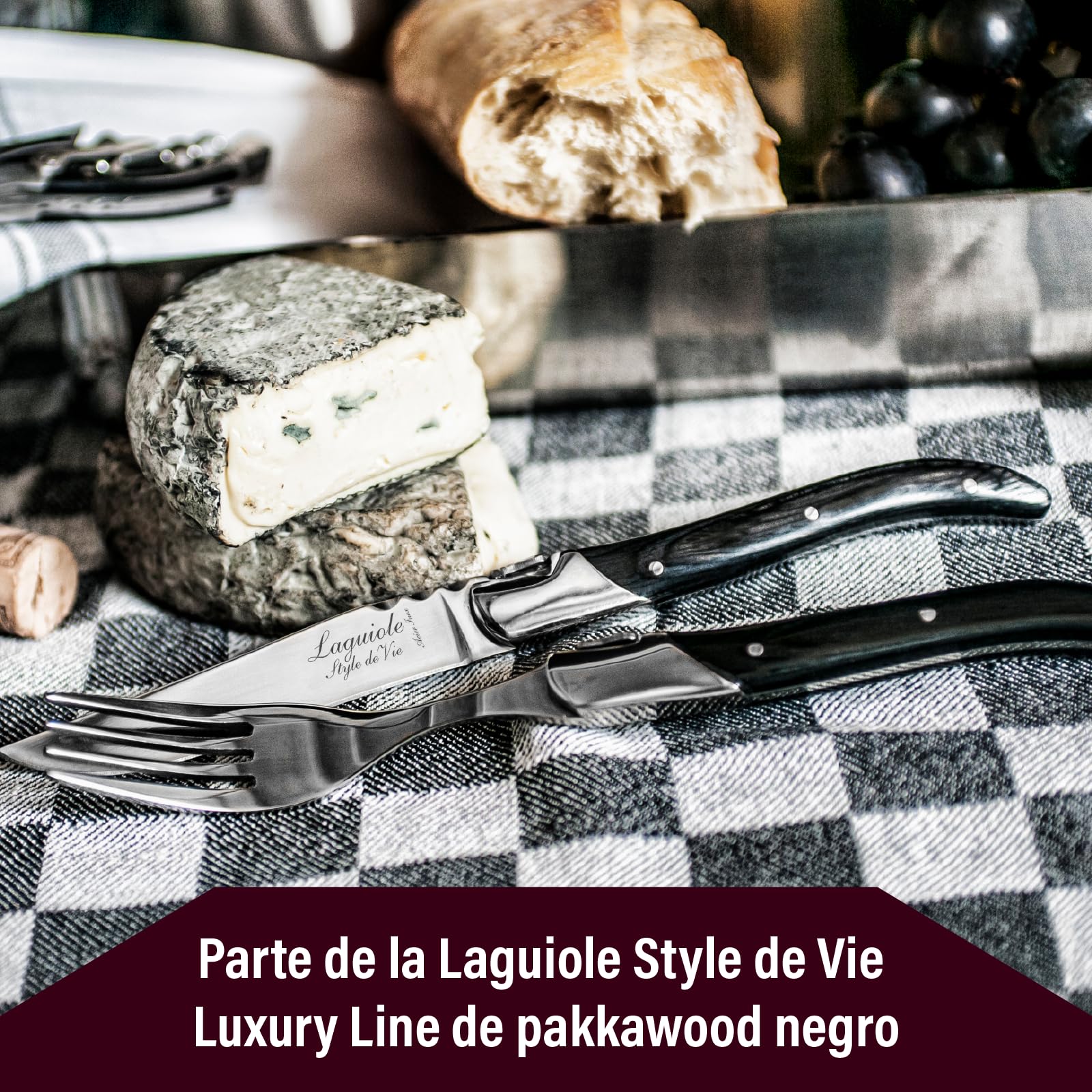 Laguiole Style de Vie Luxury Line - Cuchillos para carne (6 piezas, madera de paka)