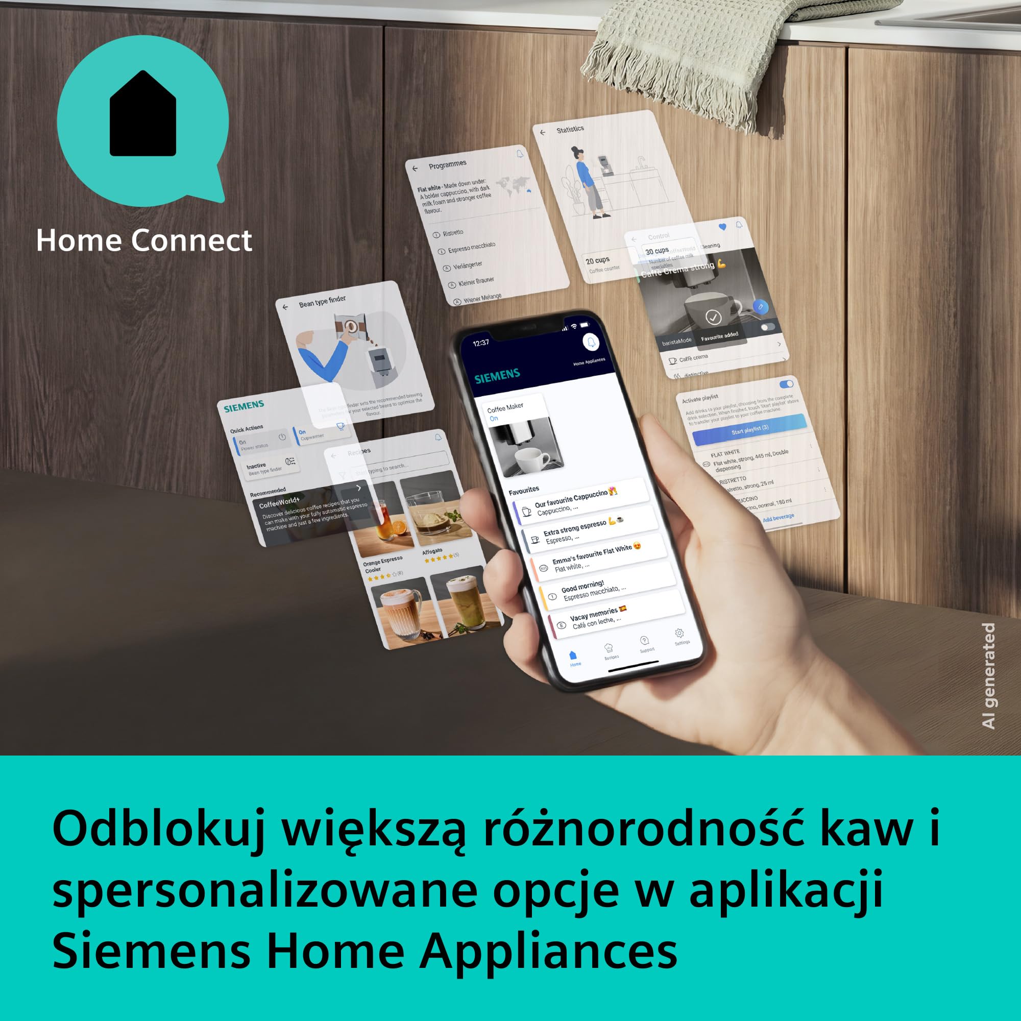 Siemens EQ500 iAroma, w pełni automatyczny ekspres do kawy ze zintegrowanym młynkiem, dotykowe sterowanie dla 6 napojów i szybka personalizacja, łatwe czyszczenie, czarny, TP551E07