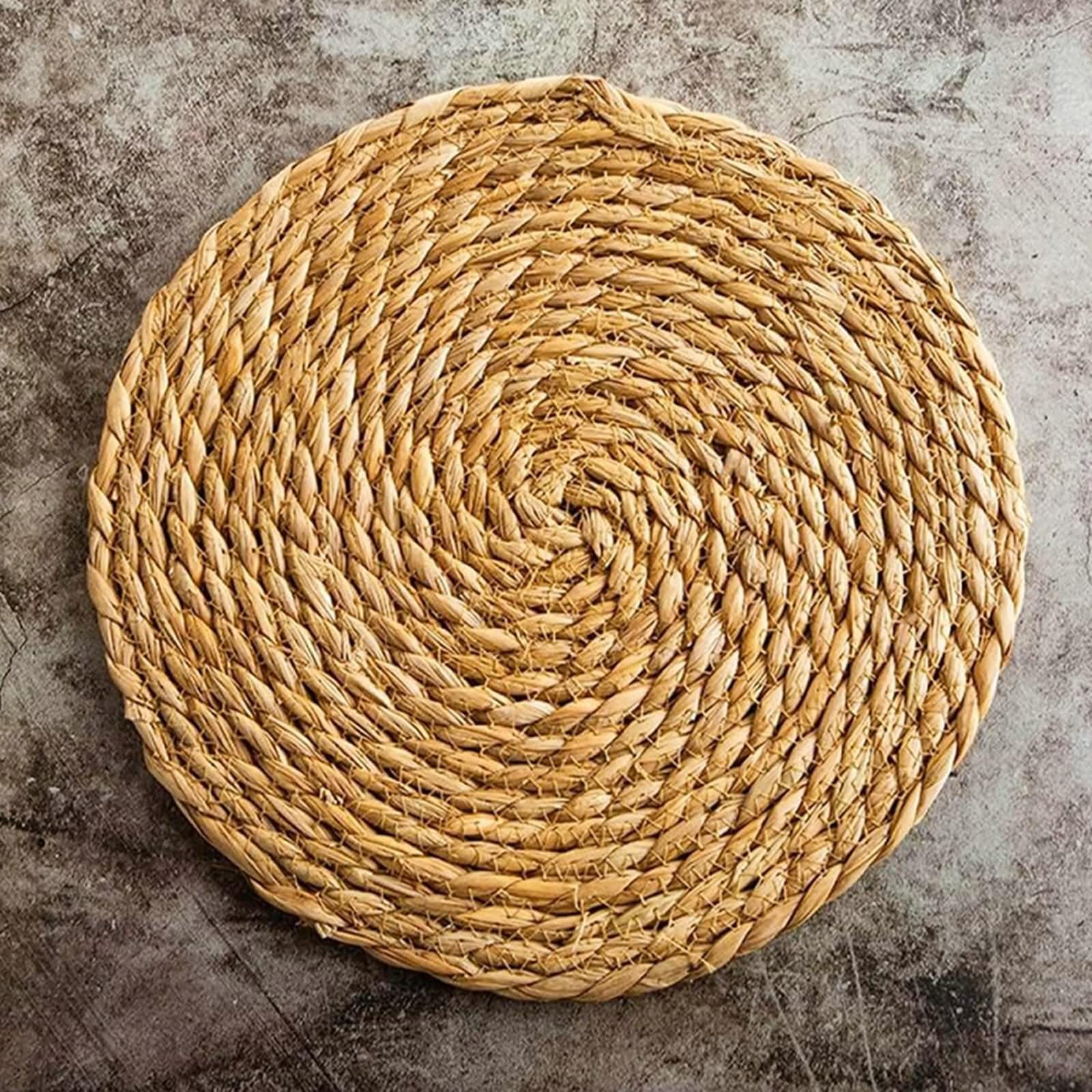 4er Set Platzset Boho, Tischunterlage Teller 33cm Rund Gewebt Khaki Jute für Hause Küche Hotel und Restaurant