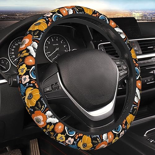 Miniatura 18 de Funda para volante de coche con diseño tribal de olas polinesias hawaianas retro para mujeres y hombres, de 15 pulgadas, tela elástica, Patrón de