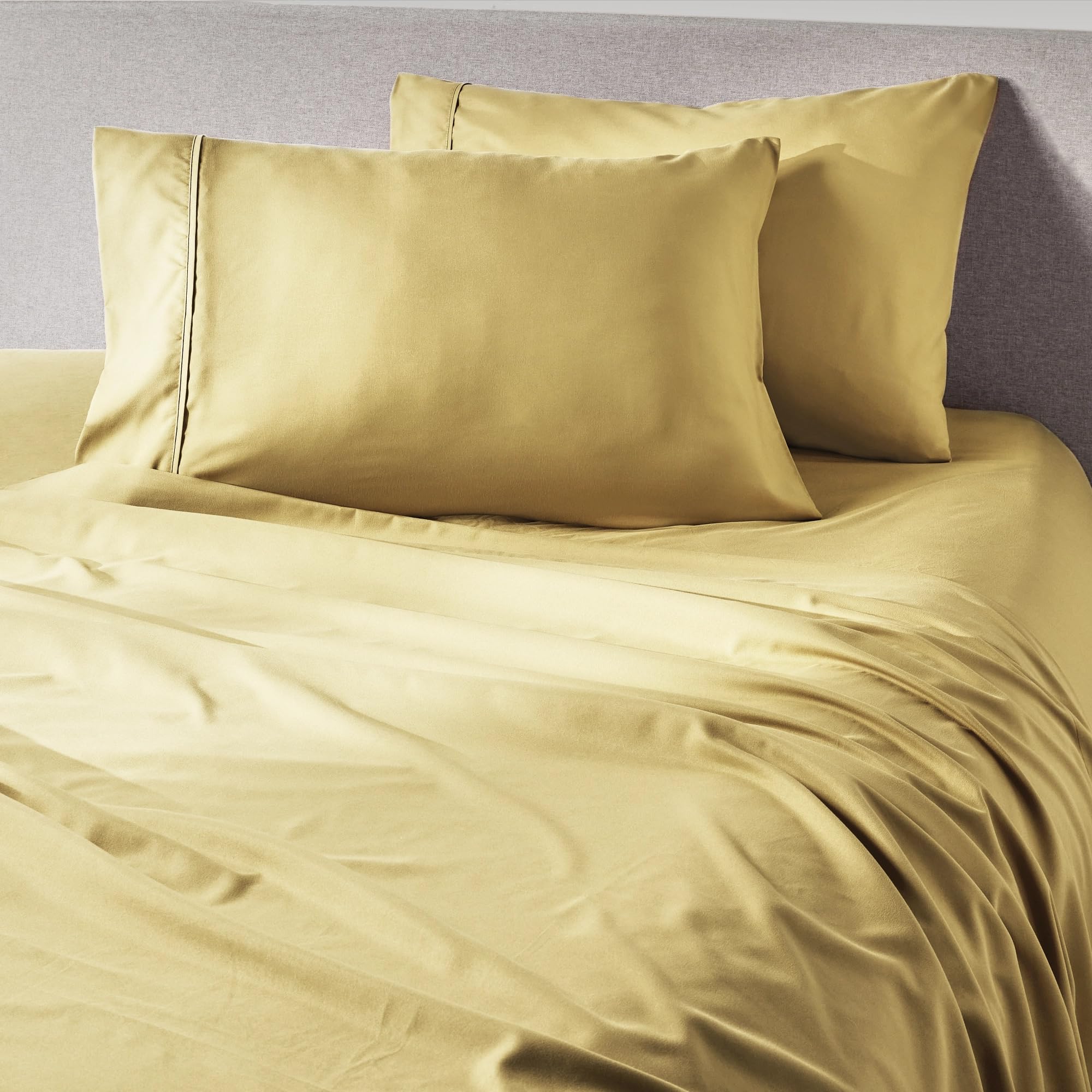 PeachSkinSheets Harvest Gold Sheet Set - 1500tc Level of Softness - Extra Soft Cooling Sheets for Hot Sleepers and Night Sweats - Regular King Size