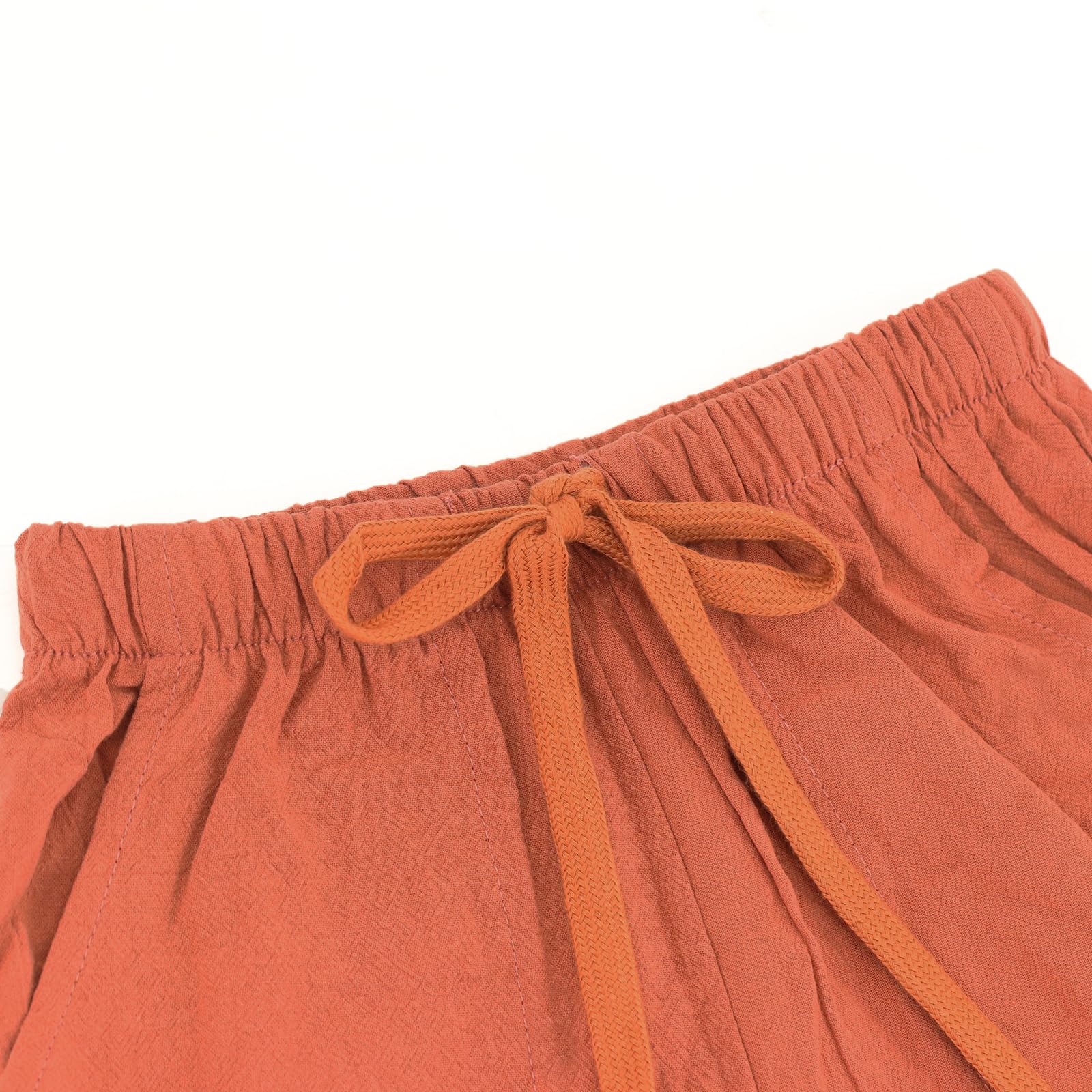 Pantaloni in lino da ragazzo, con elastico in vita, con coulisse, gamba dritta, vestibilità aderente, casual, estivi, vacanze, spiaggia