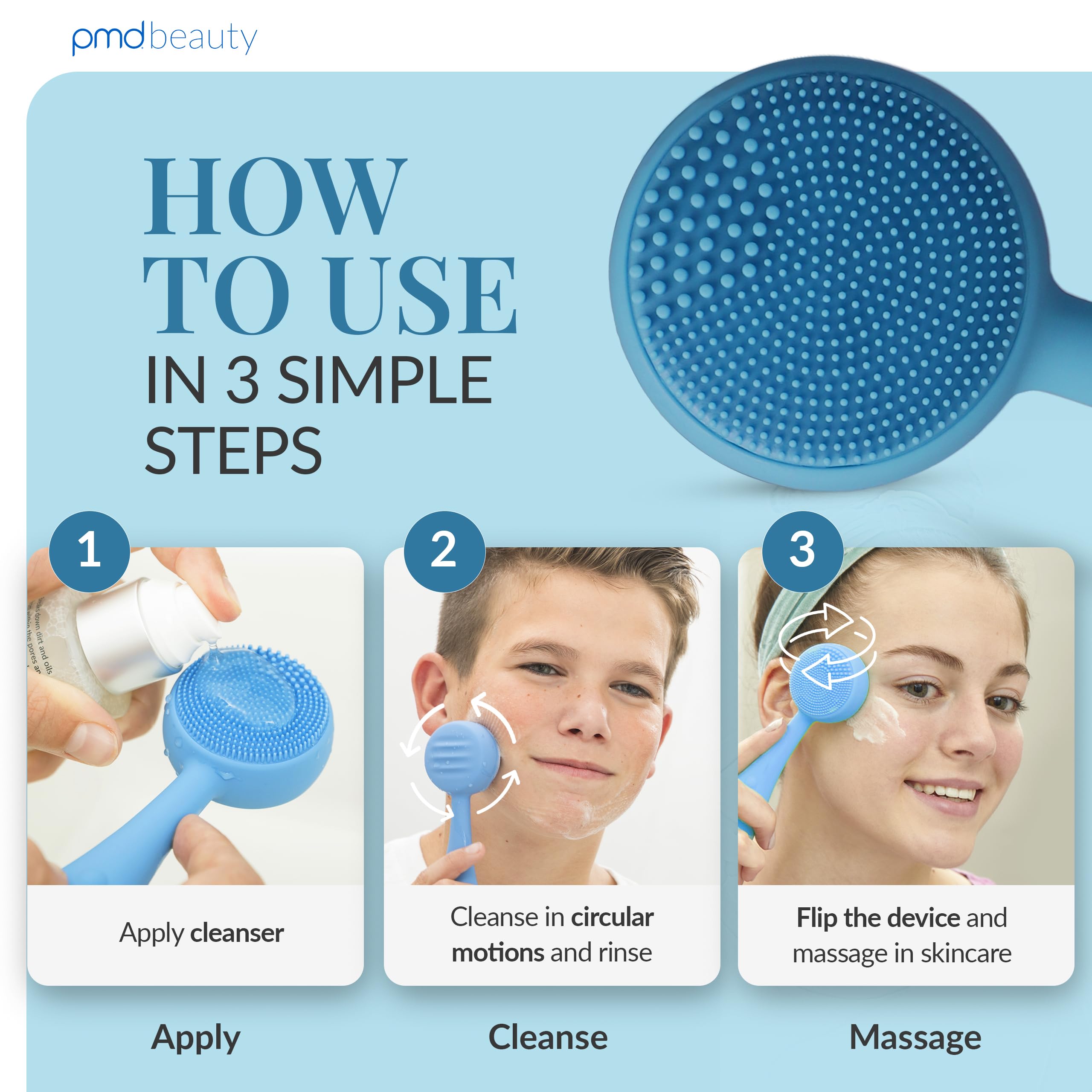 PMD Clean - Smart Facial Cleansing Device with Silicone Brush & Anti-Aging Massager - Waterproof - SonicGlow Vibration Technology - Clear Pores and Blackheads - Lift, Firm, and Tone Skin view 6