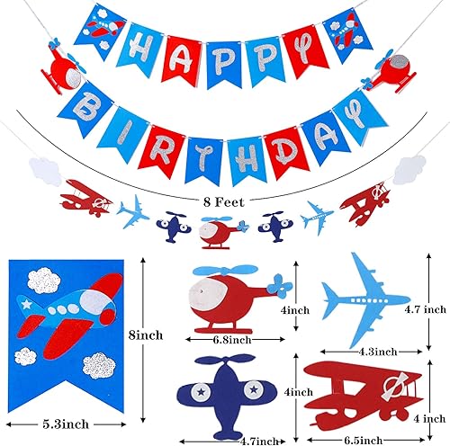 Miniatura 4 de Decoraciones de fiesta de avión, suministros de fiesta de cumpleaños de avión, pancarta de feliz cumpleaños, guirnalda de aviones, globos de látex