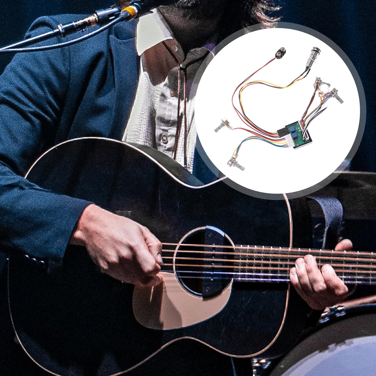 ibasenice Kabelbaum für Bassgitarre und E-gitarre mit 3-band Schaltung Bass/mittel/höhenregelung und Master Volume aus Kunststoff und Metall für Gitarrenzubehör