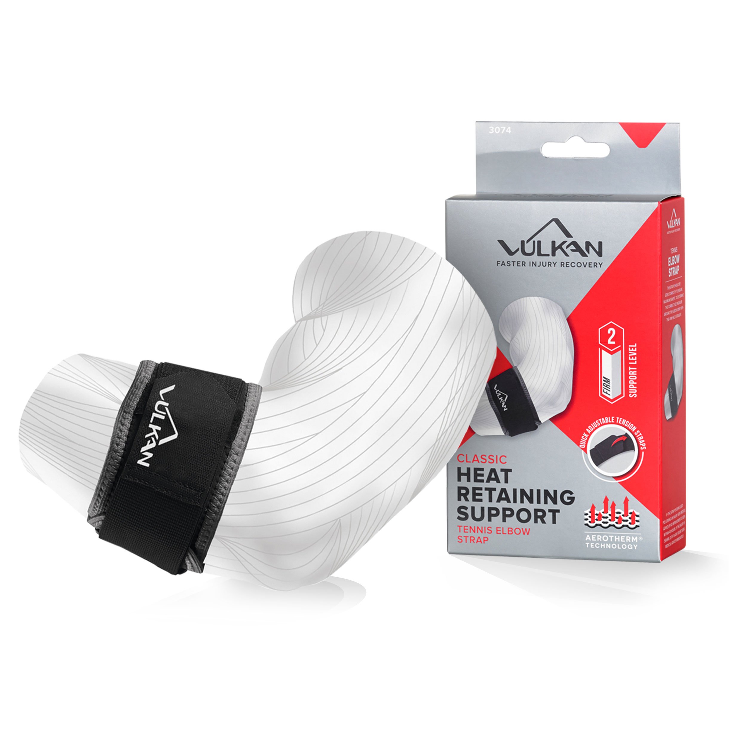 Vulkan Unisex Black Classic Tennis Elbow Strap - Adjustable Neoprene Support