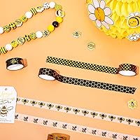 Vista 4 de Whaline 12 Rollos de Cinta Washi de Abeja, Cinta Adhesiva de Lámina Dorada de Miel de Abeja, 15mm de Ancho, Estampado de Panal de Abeja Y Caimán