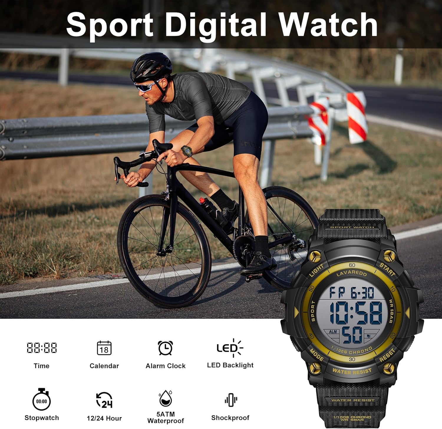 Men's Digital Watch Sports Outdoor Waterproof Watches for Men with LED Backlight Alarm Stopwatch Mens Watches Digital Chronograph Military Date - Image 4