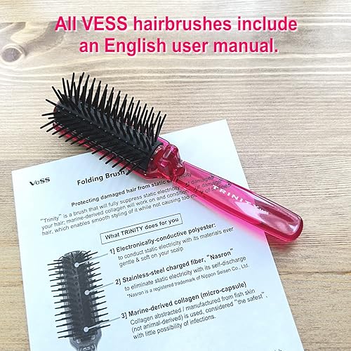 Miniatura 3 de Trinity - Cepillo de pelo plegable, antiestático, cepillo desenredante para el cabello, para mujer, tamaño de viaje, cepillo desenredante de