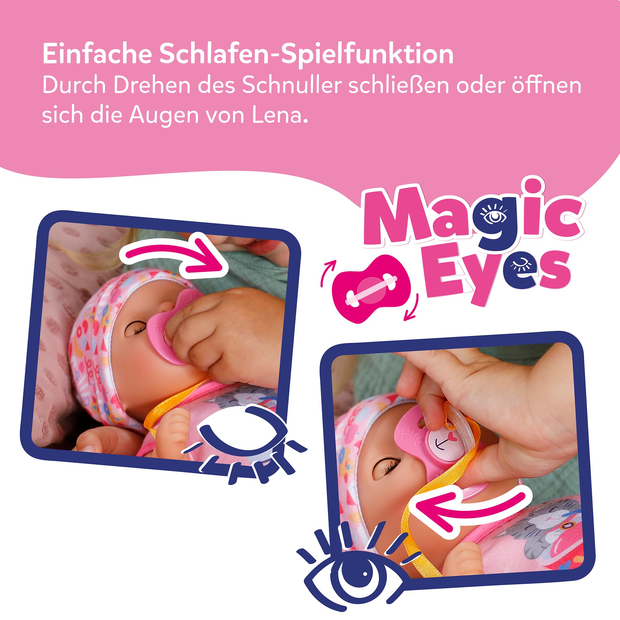 BABY Born Lena Pink, 36 cm große Puppe mit 7 Funktionen für Kinder ab 1 Jahr