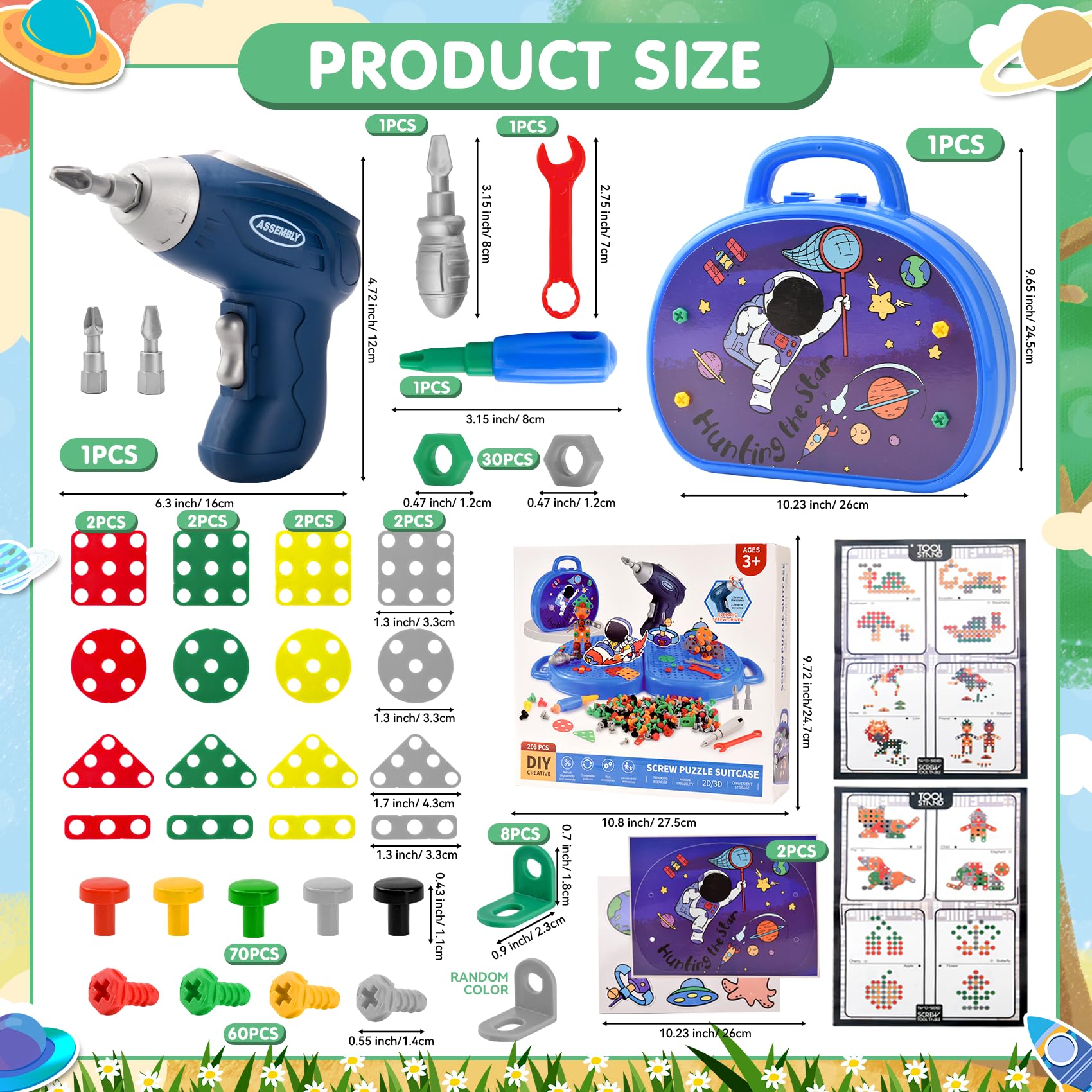Giocattoli Montessori, Montessori Scatola Giocattolo con Trapano, Scatola Magica dei Giocattoli Montessori, Magic Montessori Play Toolbo Cassetta Giocattolo per Bambini 3 4 5 Anni (C)