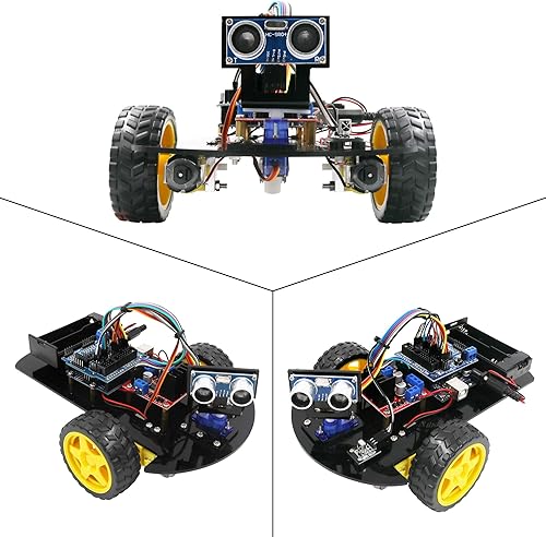 Miniatura 6 de LAFVIN Kit de chasis de coche robot inteligente 2WD con módulo ultrasónico R3, mando a distancia compatible con Arduino IDE DIY Kit