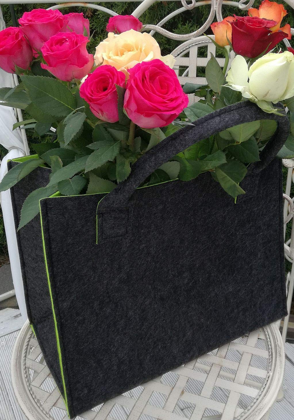 Borsa a mano da donna in vera pelle DALILA, colore GRIGIO, CHIARO SCURO, Made in