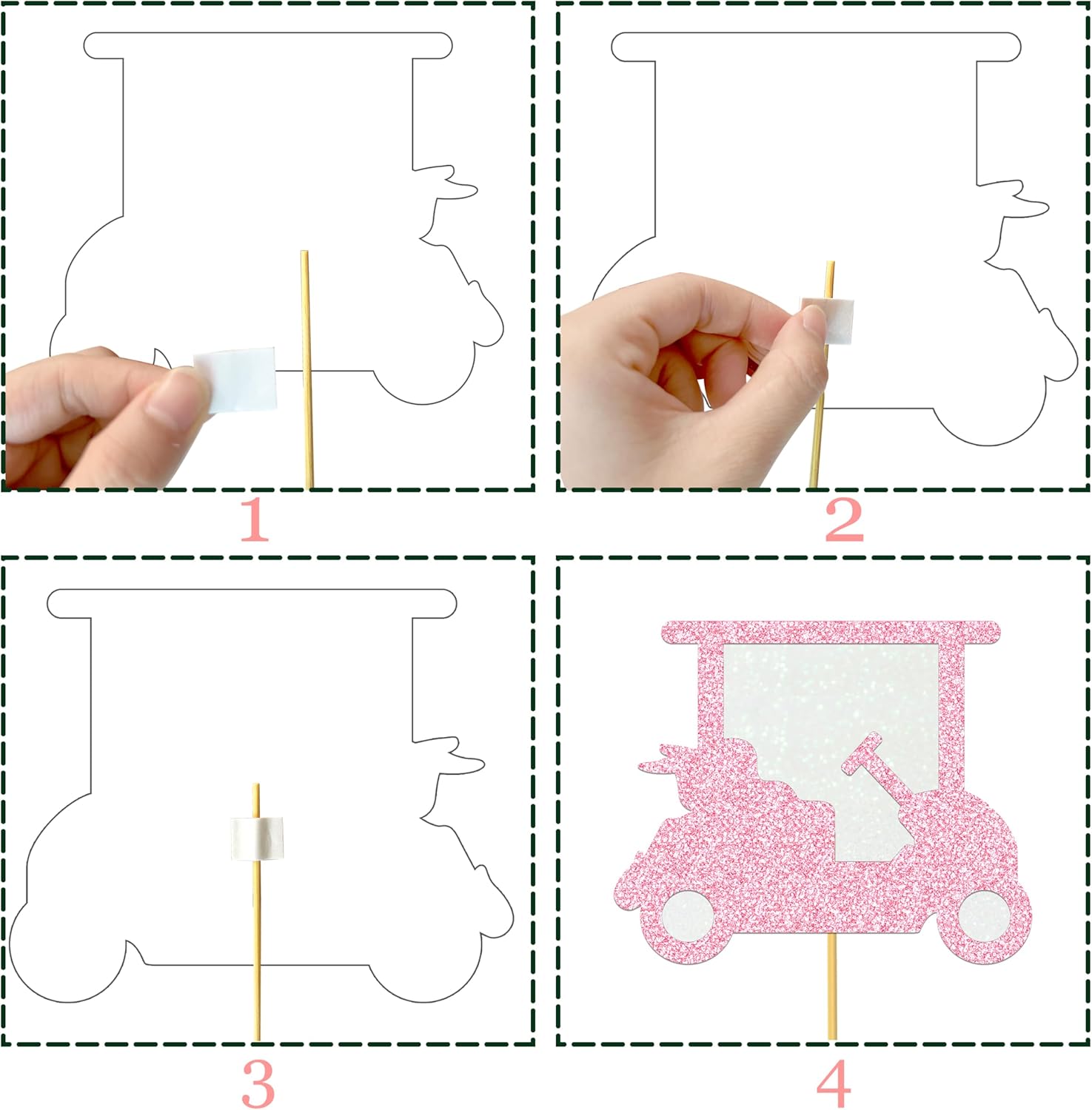 18pcs Glitter Golf Party Centerpiece Sticks Pink and Green Golf Ball Theme Centerpiece Decorations for Girls Golf Let's Partee Party Supplies - Image 5