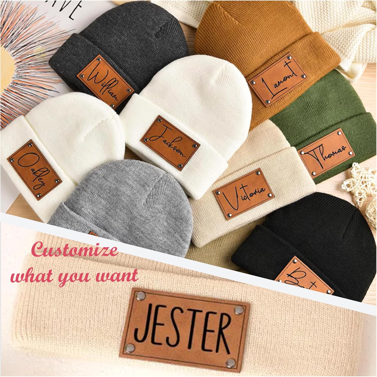 Custom Baby Beanie Hats for Kids,Personalized Toddler Beanies Winter Hat with Name for Baby Boys Girls,Snow Play Knit Warm Beanies Kids,Birthday, Christmas,Newborn - Image 3