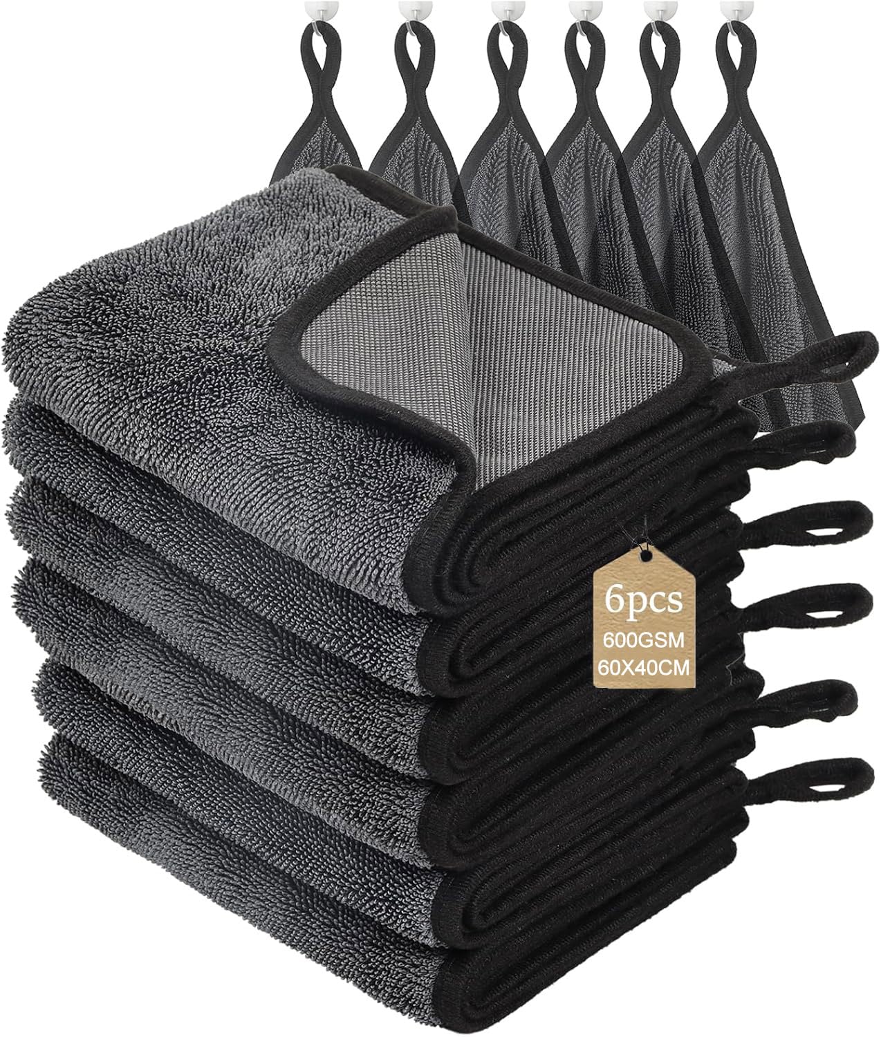 WUFANC Trockentuch Dusche 2er Pack - Mikrofasertücher Auto Trockentuch, Fussel und Streifenfrei, Extrem Saugfähig - Microfasertücher Handtücher 60x40cm für Verschiedene Anlässe