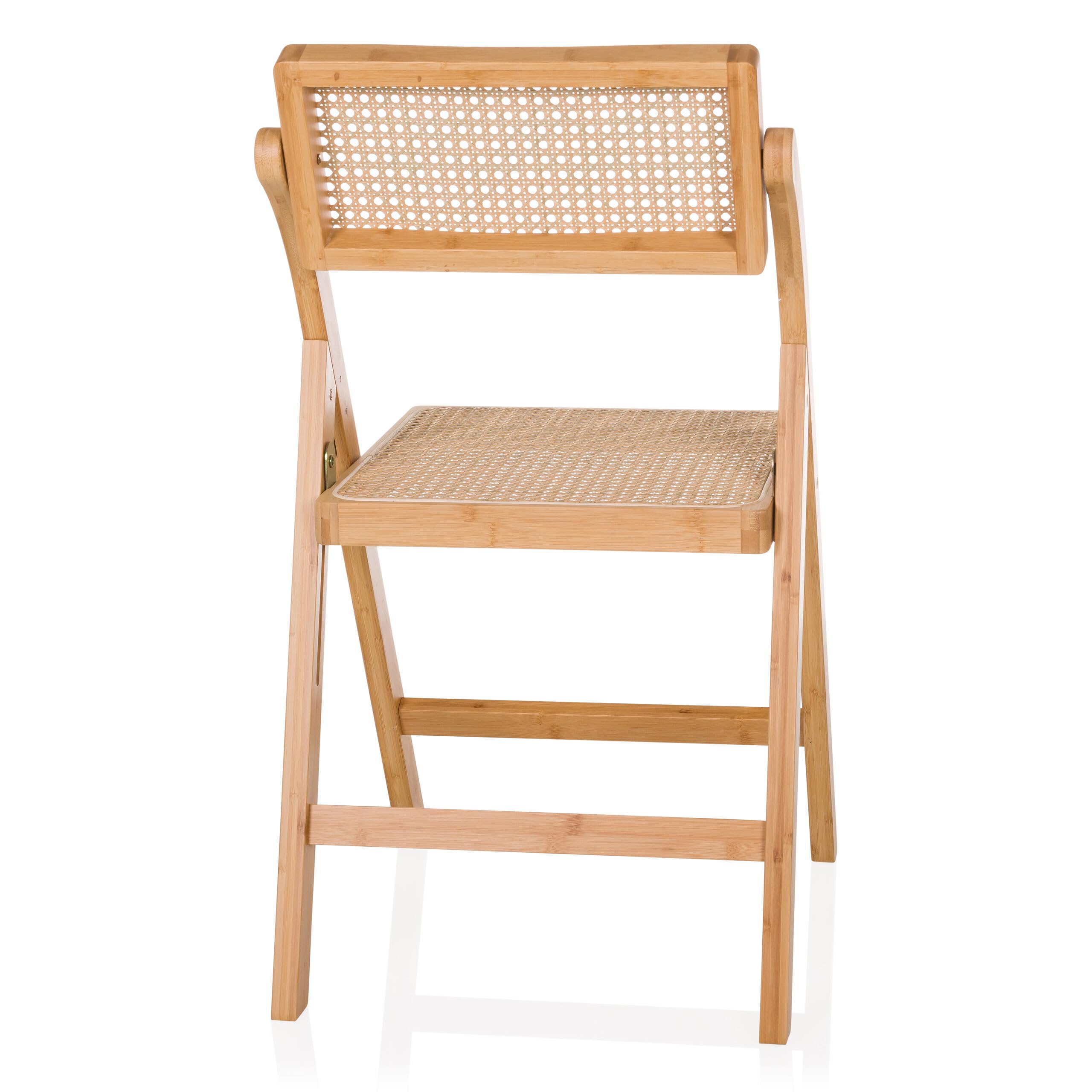 Silla plegable de bambú con trenzado vienés Tudela Bamboo, silla plegable de madera, 130 kg, respaldo giratorio 360°