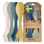Light My Fire Spork Original 4-Pack 3-in-1 Camping Spoon Fork Knife Combo Reusable Travel & Camping Utensils Lunch Spork Outdoor Backpacking Hiking Picnic Utensil BPA Free, Nature