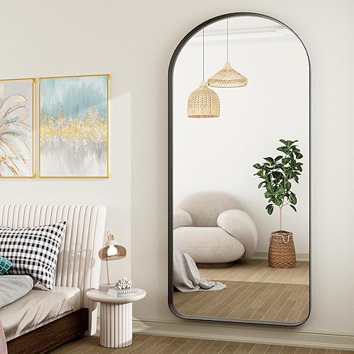 Miniatura 3 de Easly Espejo arqueado extra grande de longitud completa de 71 x 30 pulgadas, espejo inclinado para montar en la pared, marco de aleación de