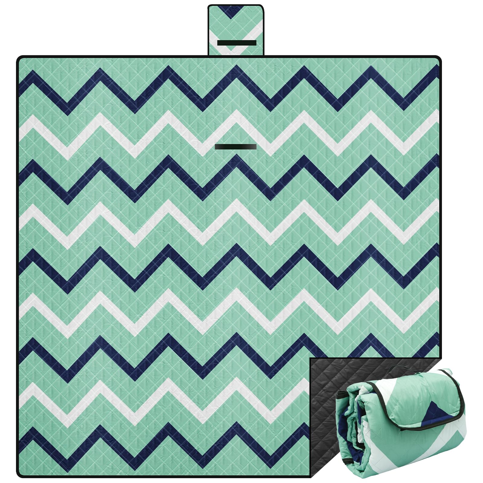 GVTOCLD Handle Outdoor Picnic Blanket Carry, 78.7X 59in Large Outdoor Beach Blanket, 3 Layer Compact Beach Blanket, Portable Waterproof Sandproof Picnic Mat for Travel Camping Hiking Park Lawn