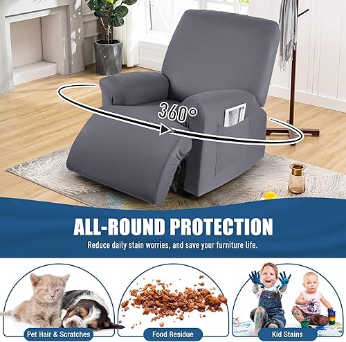 Miniatura 4 de TAOCOCO Fundas Elásticas para Sofá Reclinable Estilo de 3 Piezas Fundas para Sillas Reclinables Funda para Silla Reclinable Fundas Deslizables con