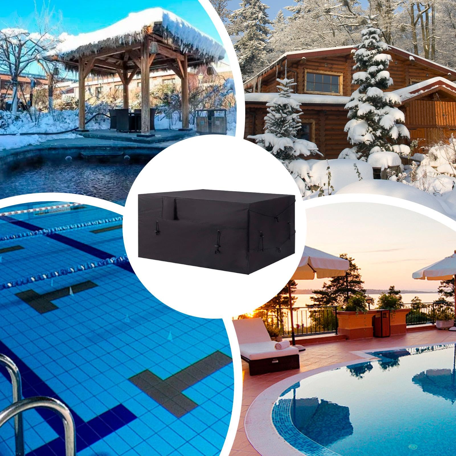 para Calentador de Piscina Orificio Ajustable para Manguera Impermeable y | Calentador Piscina Exterior Tira de Cierre de Gancho y Bucle para Protección Exterior