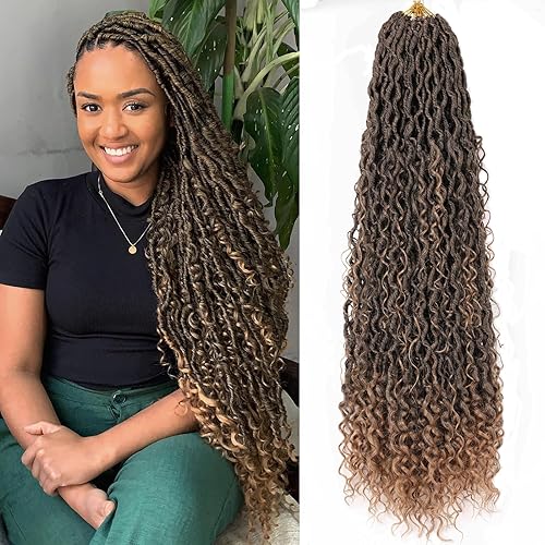 Cabello de ganchillo Goddess Locs de 30 pulgadas, 8 paquetes de cabello Ombre Boho Hippie Locs cabello preenrollado río Locs pelo sintético rastas