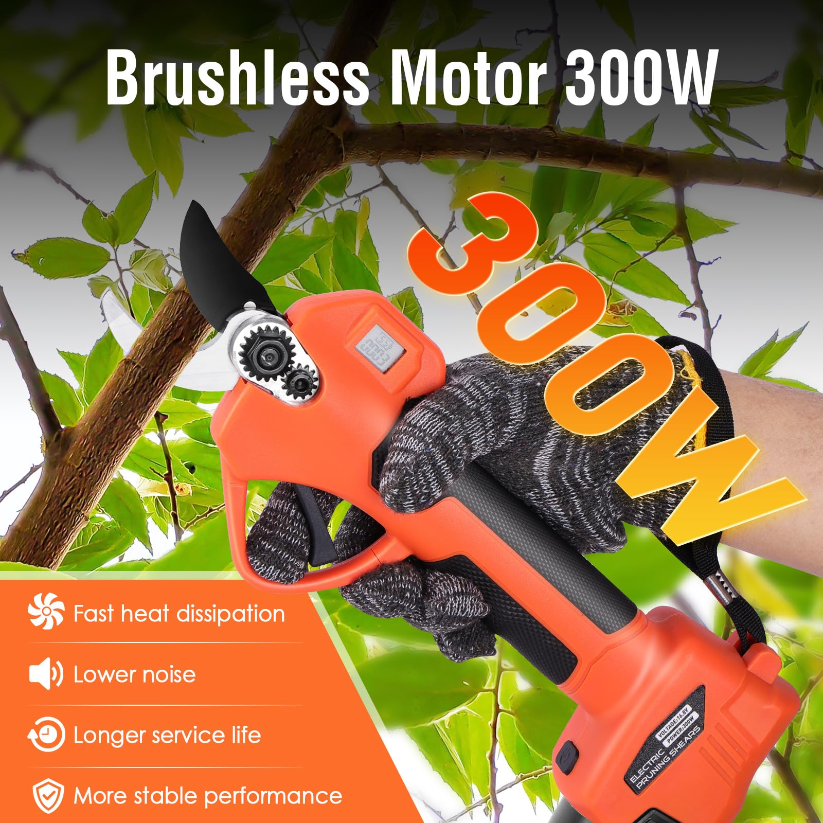 Forbici Potatura a Batteria Brushless 35 mm con 2 Batterie 2.0Ah | Doppia apertura regolabile per rami diversi, lama precisa, perfetta per alberi da frutto, vigneto e lavori di giardinaggio