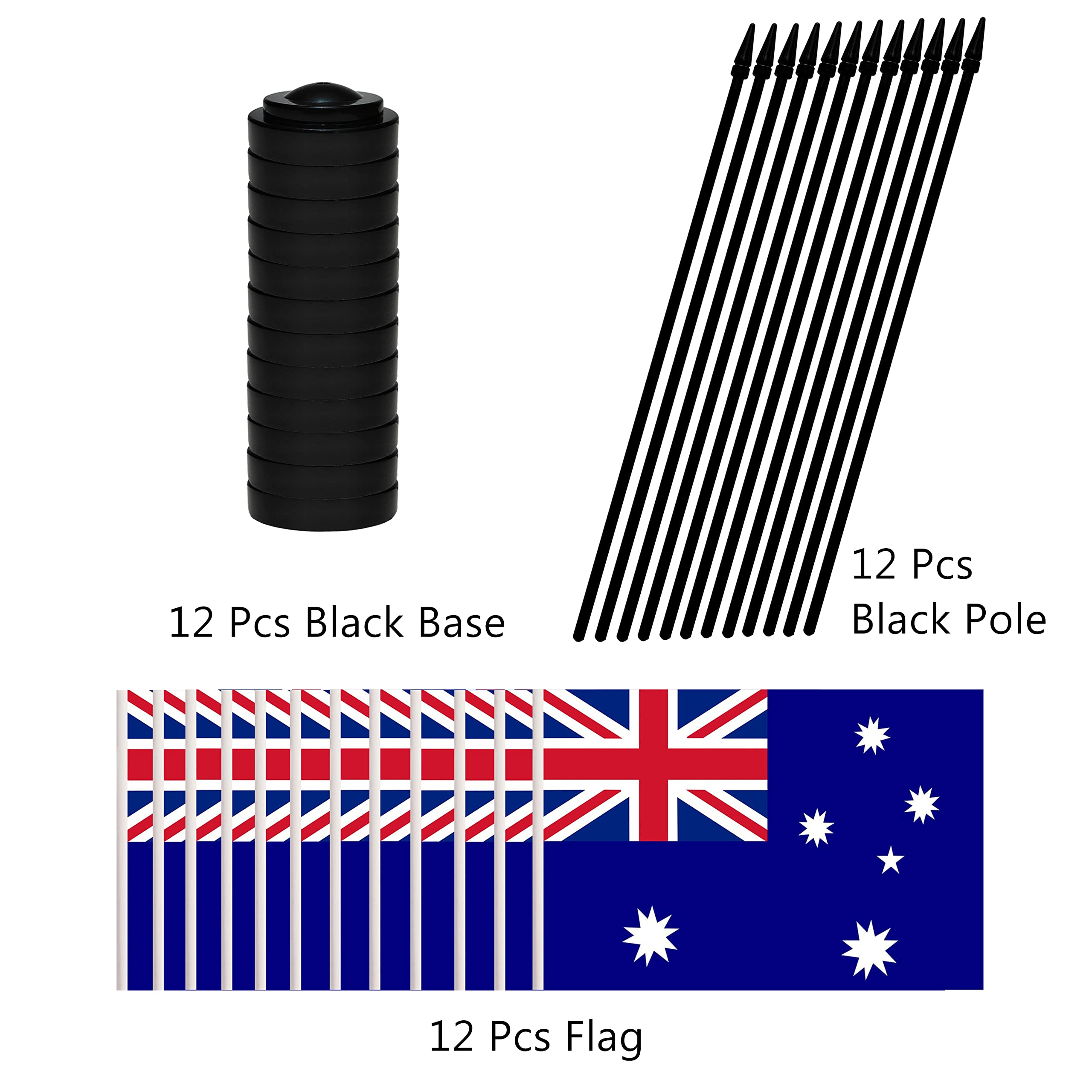 WXTWK 12 Pack Australian Desk Flags - Mini Table Flags With Stand, 8.2x5.5 Inches