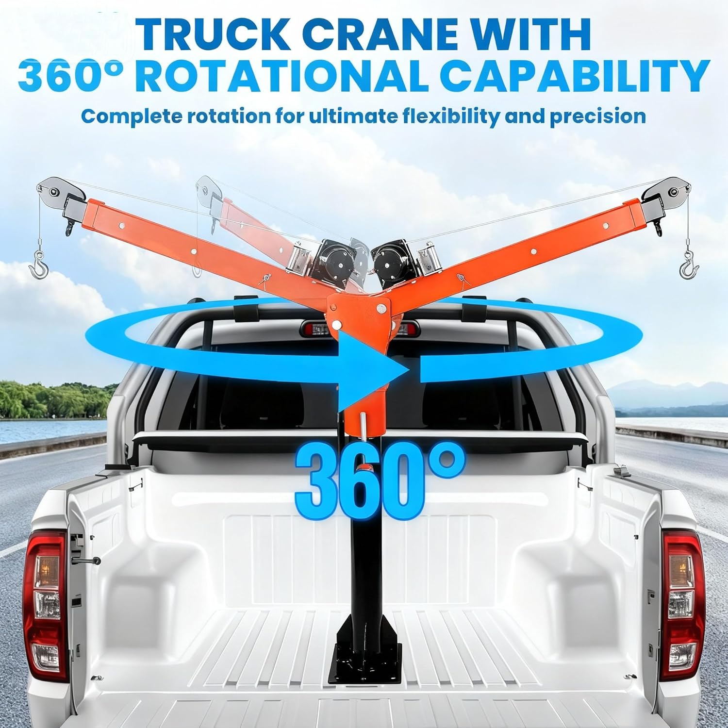 Professional Folding Truck Crane, 1300LB Capacity Truck Bed Crane with 2600LB Electric Winch and Foldable Truck Bed Hoist for Pickup and Heavy-Duty Lifting