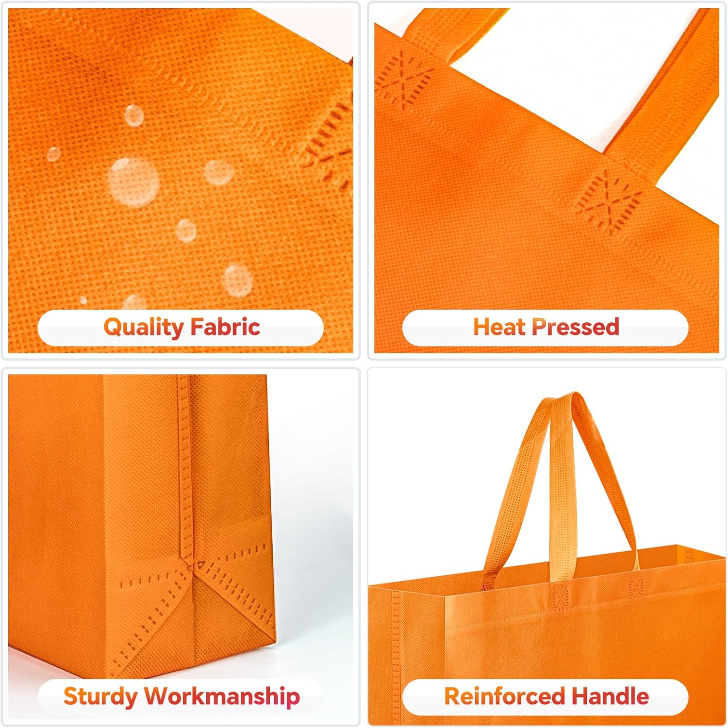 24 Pack Reusable Grocery Bags, Colorful Non-Woven Shopping Bags, Foldable Tote Bags Bulk - Image 5