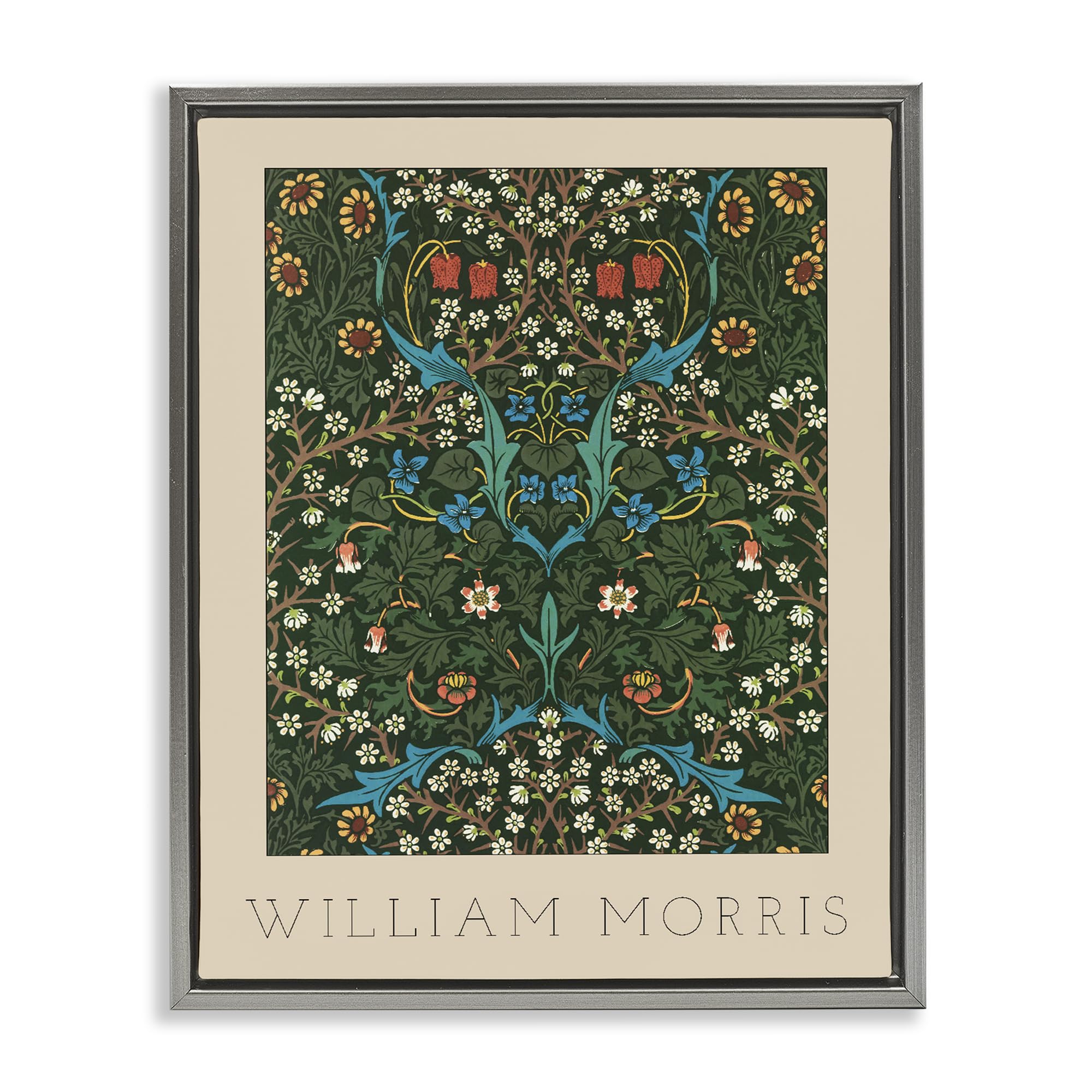 Stupell Industries Luster Gray (Matte) Ornate Botanicals William Morris, 24 X 30 Inch Canvas In Floater Frame
