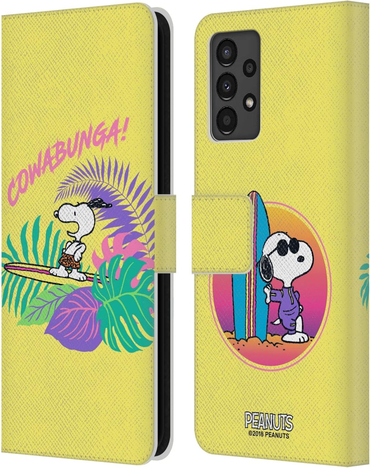 Head Case Designs Officially Licensed Peanuts Cowabunga! Snoopy Aloha Disco Leather Wallet Case Compatible with Samsung Galaxy A13 (2022)