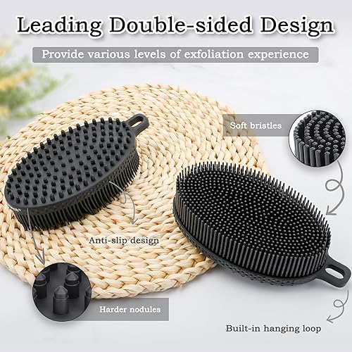 Miniatura 2 de FREATECH Limpiador corporal de silicona  Cepillo de limpieza corporal de doble cara para exfoliación y masaje suaves, higiénico y fácil de limpiar,