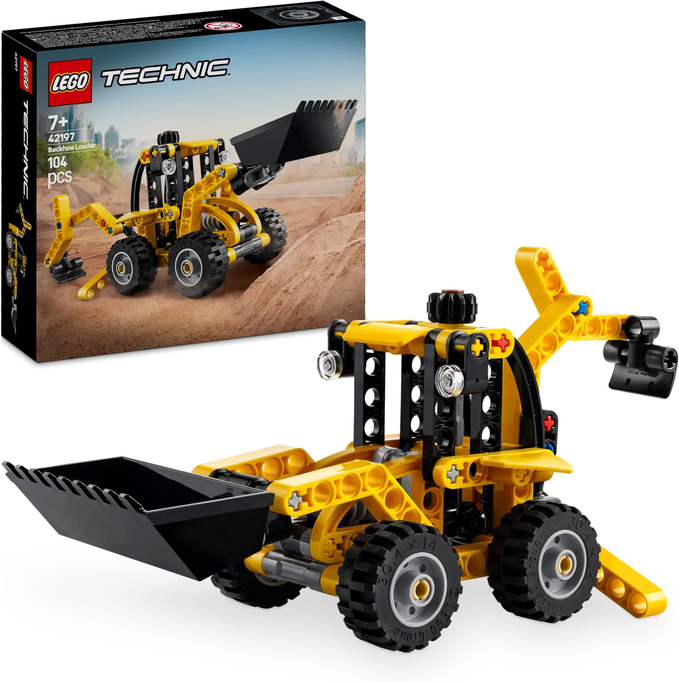 LEGO Technic Backhoe Loader Construction Vehicle Toy for 7+ Year Old Boys & Girls - Building Set with Back Digger, Scoop and Outriggers - Birthday Gift Idea 42197