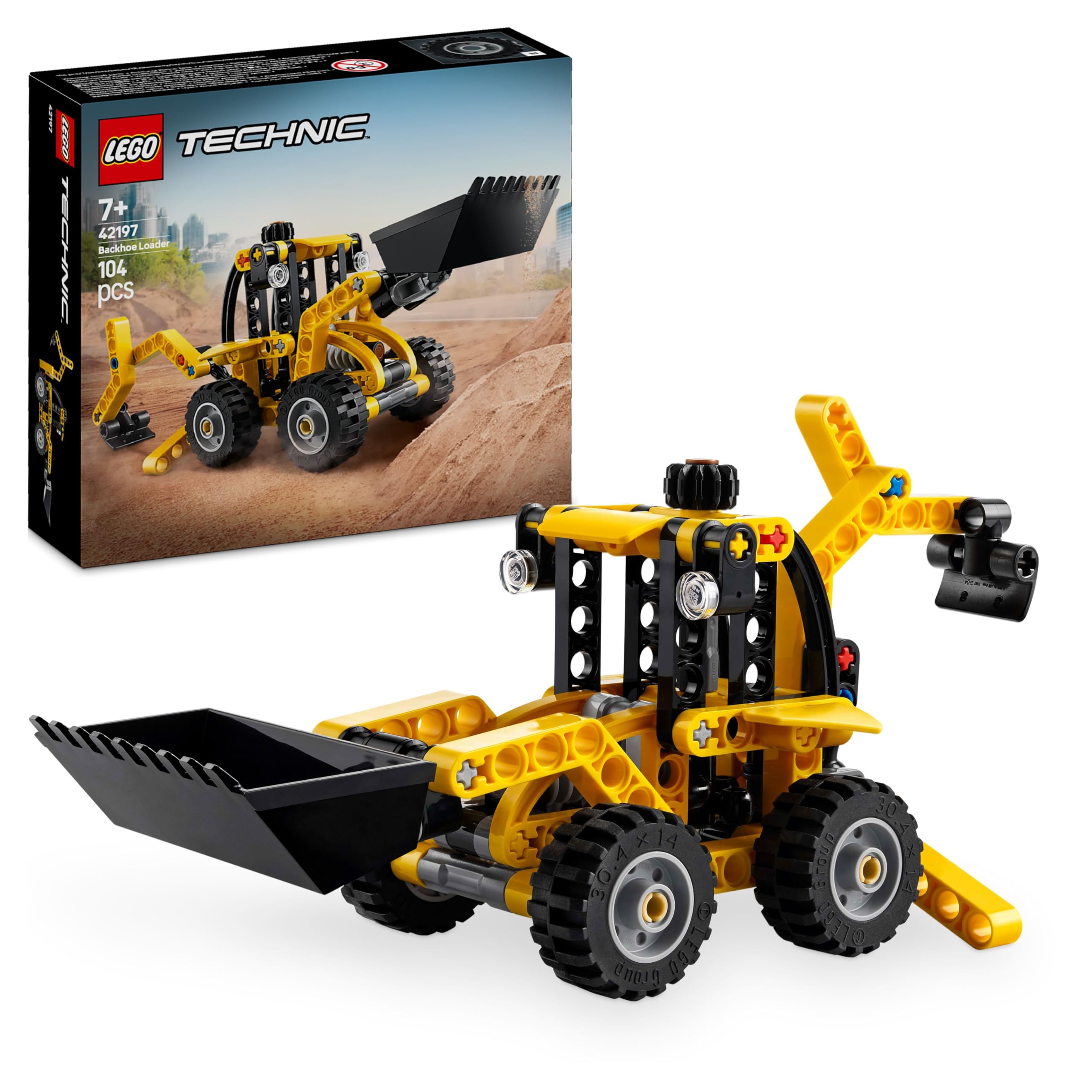 LEGOTechnic Backhoe Loader Construction Vehicle Toy for 7+ Year Old Boys & Girls - Building Set with Back Digger, Scoop and Outriggers - Birthday Gift Idea 42197
