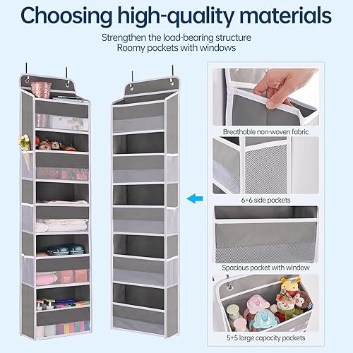 Miniatura 7 de WishJazz 2 Pack Heavy Duty 5 Shelf Over the Door Organizer, Large Capacity Hanging Door Organizer for Home Storage and Organization, Baby Organizer