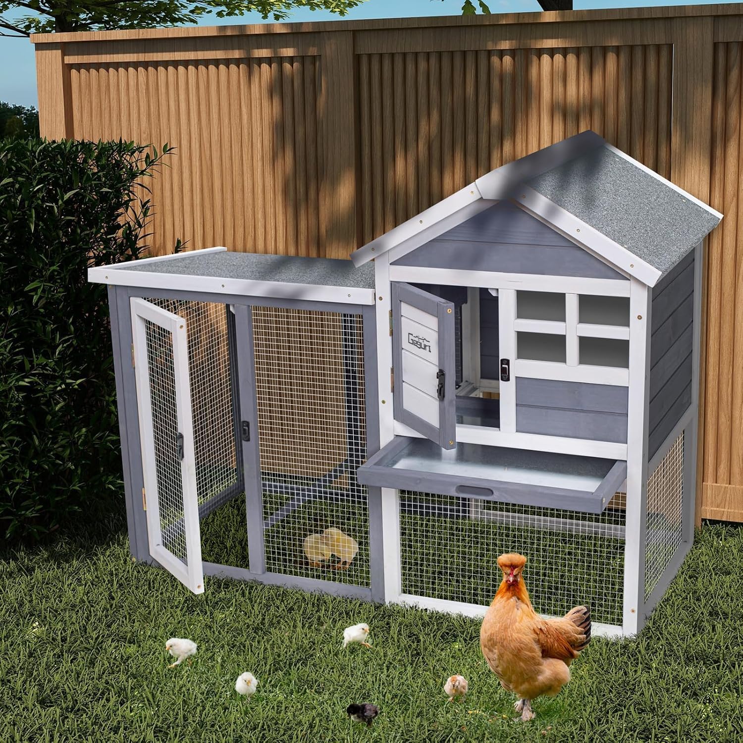 GEGURI Jaula de Conejo para Interiores y Exteriores, Jaula de Conejo con Techo Impermeable, Bandeja extraíble, Valla Resistente a los Depredadores