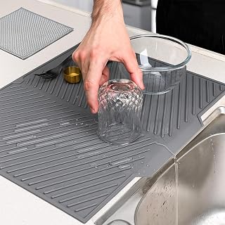 Dish Mat, Silicone, 30 cm x 40 cm, Grey