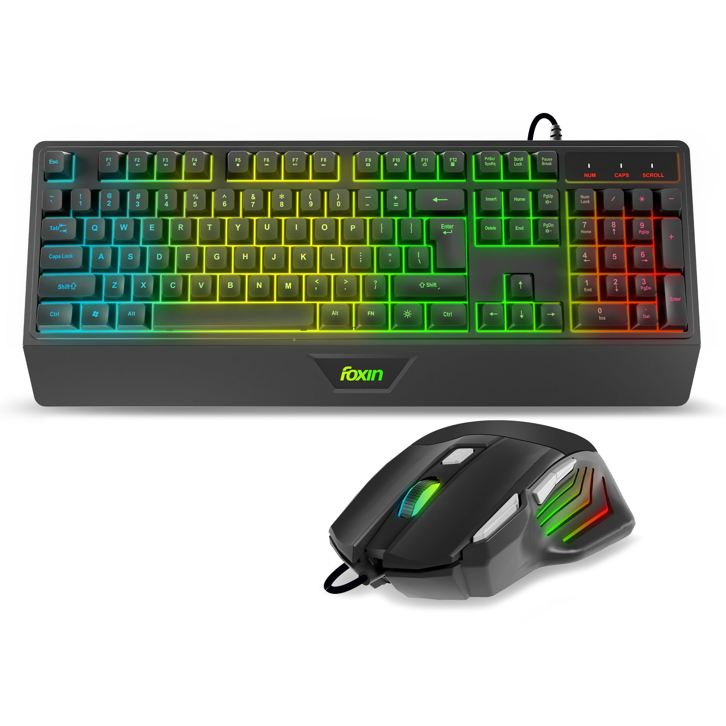 FOXIN Endeavour Gaming Keyboard Mouse Combo Wired | Rainbow Backlight | Breathing LED Mouse with 3600 DPI | Membrane Keyboard-image-43