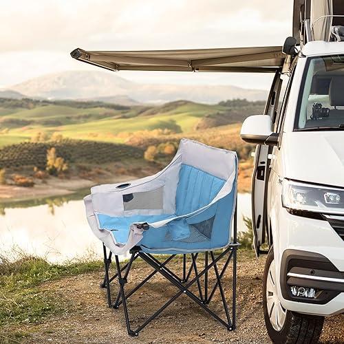 Miniatura 4 de MoNiBloom Silla plegable doble para camping, al aire libre, playa, césped, picnic, senderismo, viajes, portátil, plegable, plegable para 2 personas,