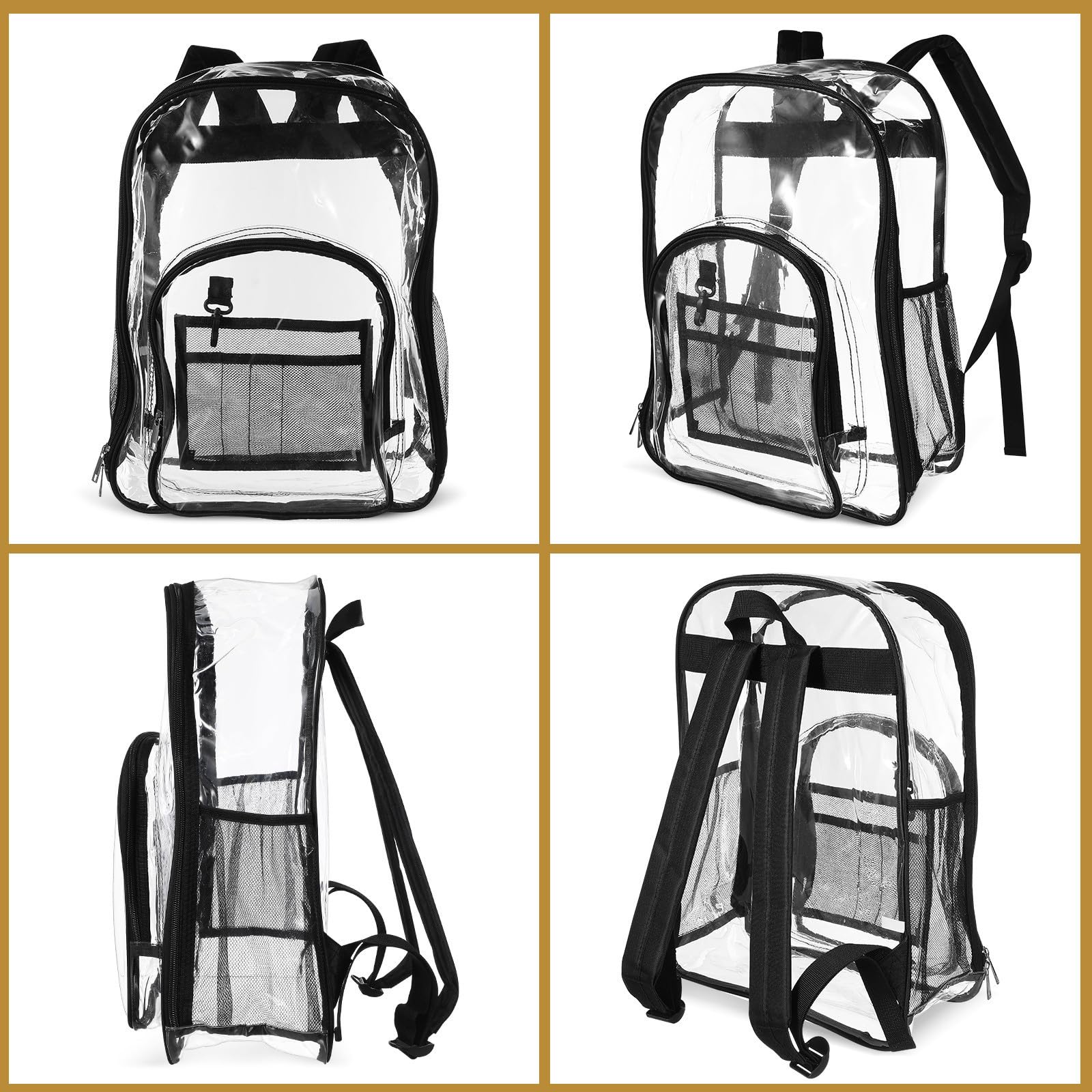 Levemolo Zaino Trasparente Borsa da Stadio Trasparente per Eventi Scolastici e Sportivi Tasche Organizzative e Cinghie Ergonomiche