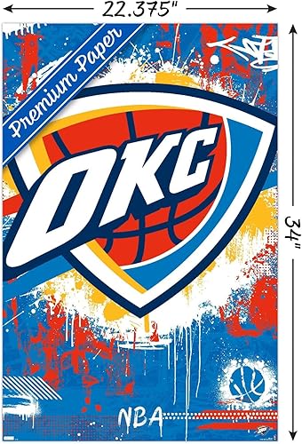 Miniatura 3 de Trends International NBA Oklahoma City Thunder - Póster de pared con logotipo Maximalist 23, 22.37 x 34.00 pulgadas, paquete de póster y clip prémium