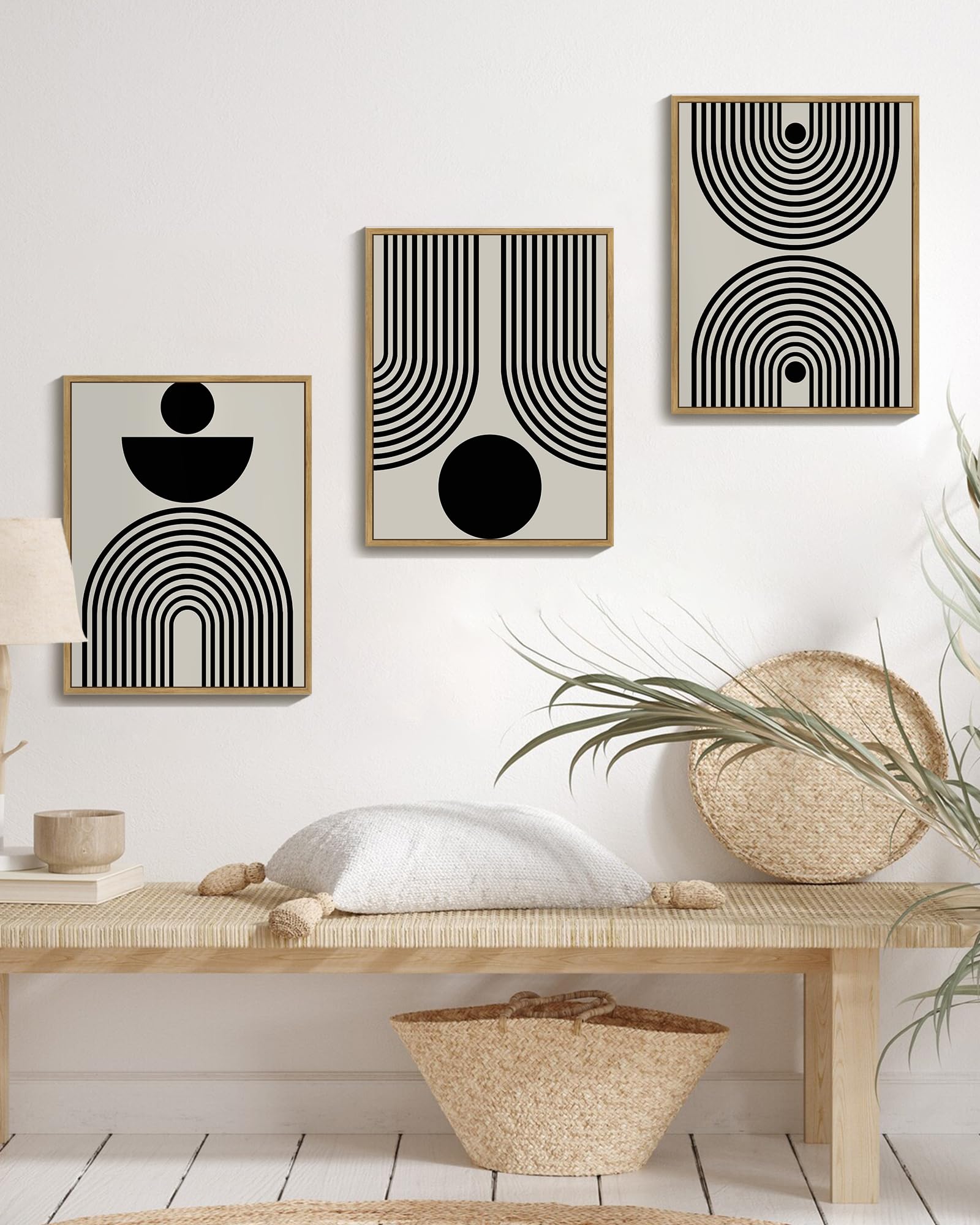 Amazon.co.jp: PHOPAGO ブラック抽象ウォールアート ジオメトリ ミニマ