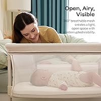 Vista 3 de HARPPA Moisés de bebé 2 en 1 con malla transpirable y colchón, 6 alturas ajustables, cama de noche con correa de anclaje, cesta de almacenamiento