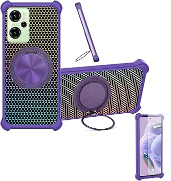 Case Compatible for Sparx Ultra 8 Phone Case Cover [with 1* Tempered Glass Screen Protector] Hybrid Case[360Ring Support, Magnetic] CX-07-ZI