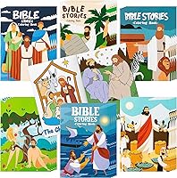 Vista 1 de Haooryx Libros para colorear de la Biblia cristiana, 24 unidades, mini historias bíblicas cristianas, manualidades, libro de dibujo de arte